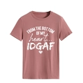 Close-up of the cotton T-shirt featuring a white heart graphic and artistic printed slogan - S / Rose Gold (White Letters)
