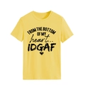 Close-up of yellow crewneck cotton t-shirt with FROM THE BOTTOM black slogan print - S / Yellow (Black Letters)