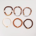 Bohemian 6-piece Thanksgiving bracelet set with GIVING and THANKS letter beads - Bohemian Earth Tone Polymer Clay Style (05543)