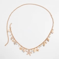 Bohemian gold waist chain with starfish, seashells, and pearls for beach vacation style - Gold Starfish Shell Style (01715) / Gold