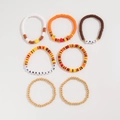 7-piece autumn beaded bracelet set with maple leaf charms and thanksgiving motifs - Maple Leaf Pumpkin Fall Thanksgiving Style (05544)