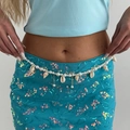 Cadena de cintura bohemia con perlas y conchas naturales con dijes de estrellas de mar - Estilo de Concha de Perla de Playa (02068) / Dorado