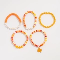 Thanksgiving armbandenset met esdoornblad hanger en kralen in oranje en goud - Imitatie Kristal Esdoornblad Thanksgiving Stijl (05533)