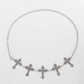 Silver gothic body chain with five vintage engraved cross pendants in punk style - Silver Cross (01672)