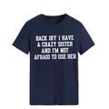 Navy blue crew neck t-shirt featuring white slogan print in a loose fit style - Navy Blue (White Font)