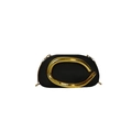 Black vintage acrylic evening clutch bag with large gold metal clasp and chain strap - Black