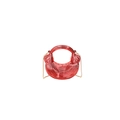 Metallisch rote Halbmond-Handtasche mit Faltenstruktur und goldener Kette - Rot
