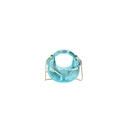 Trendige Halbmond-Handtasche in Metallic-Blau mit Plisseestruktur und Goldkette - Seeblau