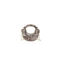 Metallische Mondsichel-Tasche in Gunmetal mit Faltenstruktur und goldener Kette - Dunkelgrau