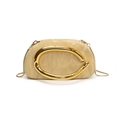 Pochette da sera oro champagne con grande anello metallico e catena oro - Oro