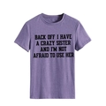 Purple crewneck short sleeve T-shirt with black letter print in a loose casual style - Purple (Black Text)