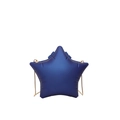 Stervormige donkerblauwe PVC crossbodytas met gouden ketting en matte 3D-textuur - Blauw