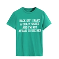 Emerald green crewneck cotton T-shirt with white graphic slogan print for women - Dark Green (White Font)