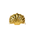 Elegante gouden schelpvormige clutch met metallic afwerking en dunne ketting - Goud