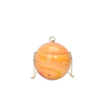 Spherical evening bag featuring orange marble texture resin and gold ring handle - Orange