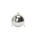 Silver mirror spherical evening bag with round handle and snake chain strap in metallic finish - Silver