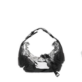 Futuristic geometric underarm bag in matte black and silver metallic finish - Silver
