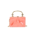 Pink marble acrylic box clutch bag with gold handle and detachable chain strap - Pink