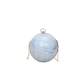 Spherical evening bag with blue and white marble pattern and golden metal handle - Blue