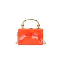 Orange marble pattern acrylic box clutch with gold handle and chain strap for evening - Orange Red