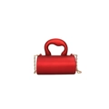 Minimalist red cylindrical cylinder bag with frosted finish and thick top handle - Red
