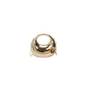 Golden acrylic half-moon evening clutch bag with metal mirror finish and floral detail - Champagne
