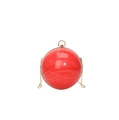 Spherical red marble pattern evening bag with gold ring handle and chain strap - Red