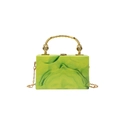 Acrylic evening bag with green marble pattern and gold carved handle with chain strap - Fruit Green