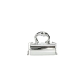 Futuristic silver mirror cylinder handbag with curved handle and fine chain strap - Silver