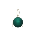 Dark green spherical evening clutch bag with round gold metal handle and chain strap - Green