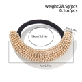 Élastique à cheveux luxueux double couche avec strass blancs et cordon noir élastique - Or 0106