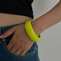 Fashionable fluorescent green wide resin bangle bracelet with matte finish for women - Thin Fluorescent Green