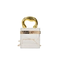 Schicke transparente Acryl-Box-Clutch mit goldenem Metallgriff und Kette für den Abend - Transparent