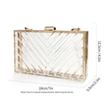 Macro view of clear acrylic clutch showing chevron facets and dimensions 18x11.5x5.5cm - Clear