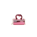 Mini metallic rose pink cylinder handbag with chunky handle and gold chain strap - Rose Red