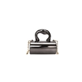 Mini gunmetal cylindrical mirror handbag with gold chain strap and sleek handle - Gunmetal