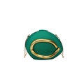 Vintage green acrylic box bag with oval shell design and polished gold C-shaped metal piece - Green