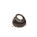 Dark brown geometric acrylic evening bag with vertical ridges and gold chain strap - Black