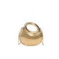 Elegant gold acrylic clutch bag with vertical ridges and metallic chain strap - Gold