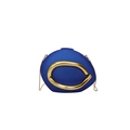 Royal blue irregular acrylic box bag featuring a bold gold C-shaped metal decoration - Blue