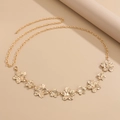 Close-up of golden flower waist chain showing 3D floral details and adjustable metal clasp - Summer Flower Style (1701) / Gold