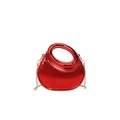 Irregular bright red acrylic clutch with gold chain strap and vertical stripe texture - Red