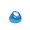Irregular bright blue acrylic handbag with pleated design and gold chain strap - Blue