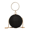 Borsa da sera a sfera nera con glitter e manico circolare con strass lucidi - Nero