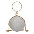 Borsa da sera sferica argento con manico ad anello dorato decorato con strass - Argento