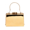 Elegante borsa a scatola in acrilico dorato effetto specchio con tracolla a catena - Oro Liscio