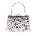 Borsa a tracolla argento metallizzato con trama a onde e manico circolare rigido - Argento Ondulato