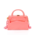 Handtasche aus pinkfarbenem Marmor-Acryl mit Goldschloss und dicker Kunststoffkette - Rosa