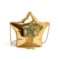 Borsa a tracolla dorata a forma di stella con frange di strass e catenina oro - Oro