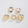 5-teiliges vergoldetes Ring-Set mit bunten Zirkonia und geometrischen offenen Designs - Gold Unregelmäßiger Geometrischer Farbigem Stein Ring-Set 5er-Pack (06051)
